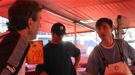 Michael negotiates the purchase of a piece of fresh plaice at the Bergen Fish Market